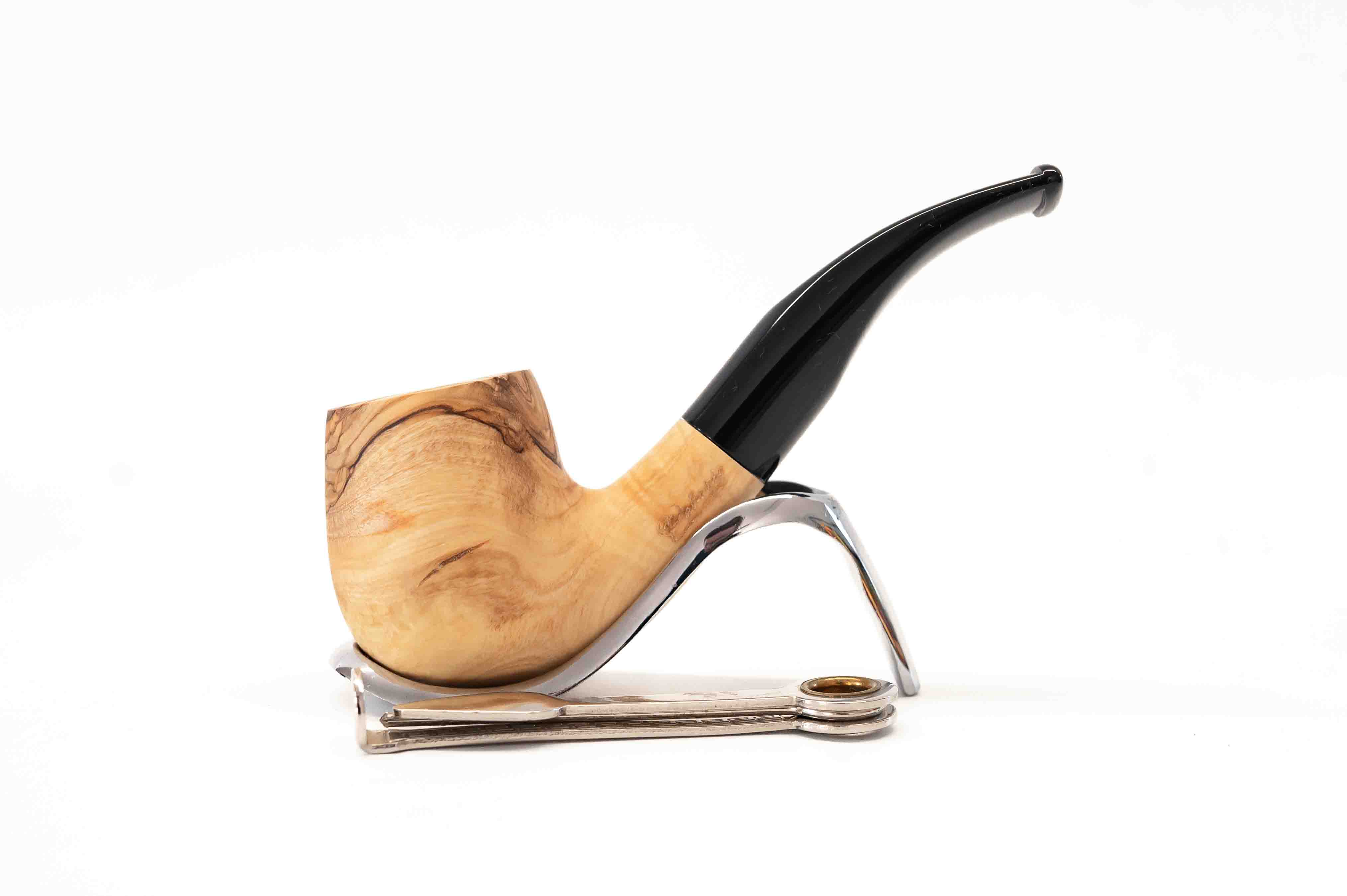 Padonio olivafa pipa 9mm filterrel - hajlított szárral - billiard bent forma